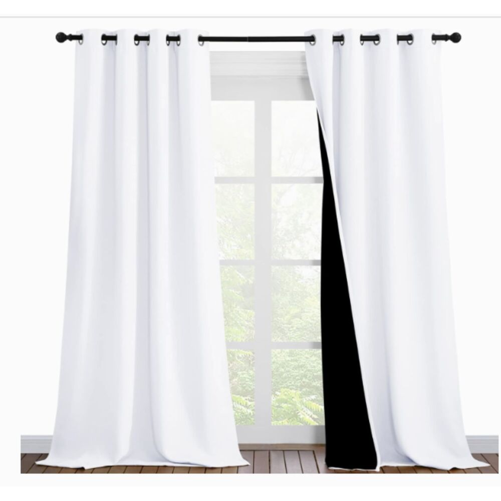96"L/Nicetown blackout white curtains set of 2 panels NEW